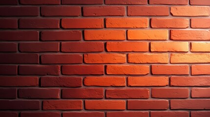 Fototapeta premium Red and orange-toned brick wall patterns, front view, irregular shapes creating texture, modern art effect, digital tone, complementary color scheme