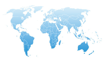 World map on white background. All countries in The World Abstract Color Gradient. Can use for printing, website, presentation element, textile. World map vector illustration, high-resolution, travel.