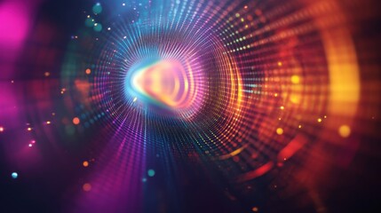 Obraz premium Colorful abstract digital light tunnel representing movement in virtual space