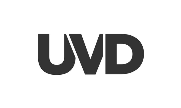 UVD logo design template with strong and modern bold text. Initial based vector logotype featuring simple and minimal typography. Trendy company identity.