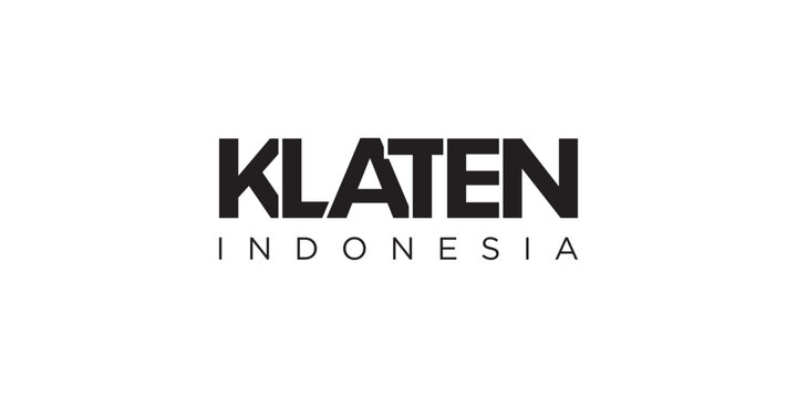 Klaten in the Indonesia emblem. The design features a geometric style, vector illustration with bold typography in a modern font. The graphic slogan lettering.