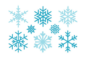 Christmas snowflake Icon Set, Winter Themed Vector Illustrations