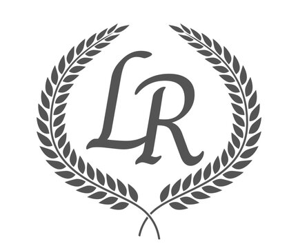 recommend clip art: Initial letter L and R, LR monogram logo design with laurel wreath. Luxury calligraphy font.