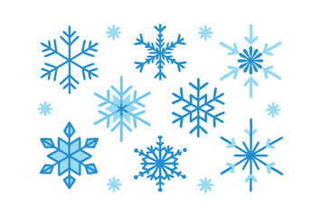 Christmas snowflake Icon Set, Winter Themed Vector Illustrations