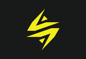 Dynamic Yellow Lightning Bolt Logo on Black Background