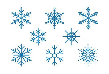 Christmas snowflake Icon Set, Winter Themed Vector Illustrations