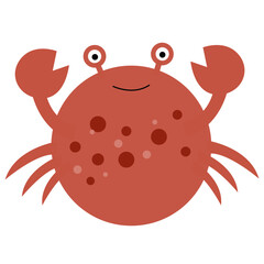 Vector funny round red crab for logo and greeting cards isolated on white background