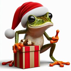 Santa Frog, Frog Christmas, Frog, Green Frog, Tree Frog, Holiday Frog, Frog Lover, Frog Santa