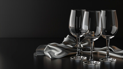 Pair of crystal wine glasses in a gift box with warm ambient lighting