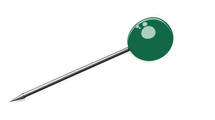 green push pin on white background