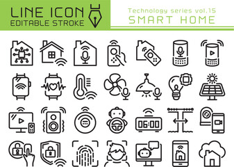 ラインアイコン　テクノロジーシリーズvol.15　スマートホーム