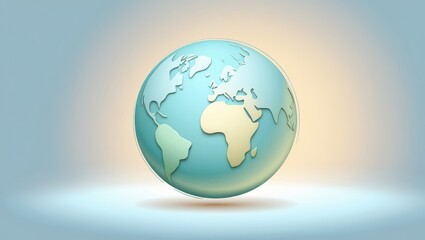 Fototapeta premium 3D Globe on Light Blue Background