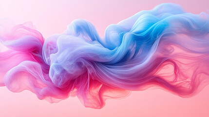 Obraz premium A mesmerizing swirl of colorful smoke, blending soft pastel hues of pink and blue, creating an ethereal and dreamy atmosphere.