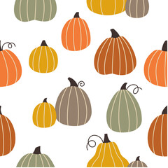 Seamless pattern with autumn pumpkins.