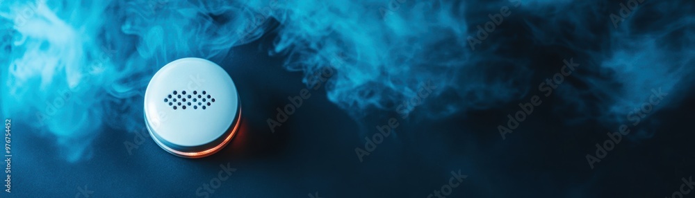 Poster a vibrant image of a circular object surrounded by colorful smoke, perfect for themes of speed and m