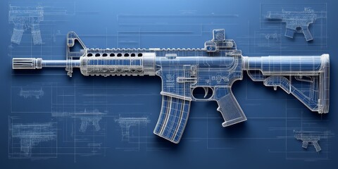 Detailed Blueprint of a Modern Firearm Showcasing Its Design and Technical Specifications