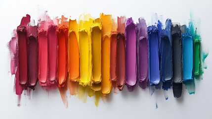 Fototapeta premium Vibrant color palette with bold paint strokes showcasing a spectrum of hues for artistic inspiration and design.