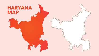 Haryana State Map Outline in Red and White on Light Background Illustration Design