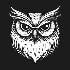 Obraz premium A detailed, hand-drawn illustration of an owl's face, 