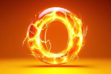 Fototapeta premium A glowing orange circle with a lightning bolt in the middle