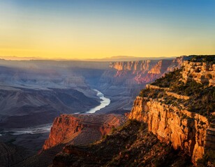 Grand Canyon at Sunrise, Illuminating the Vast and Rugged American Landscape