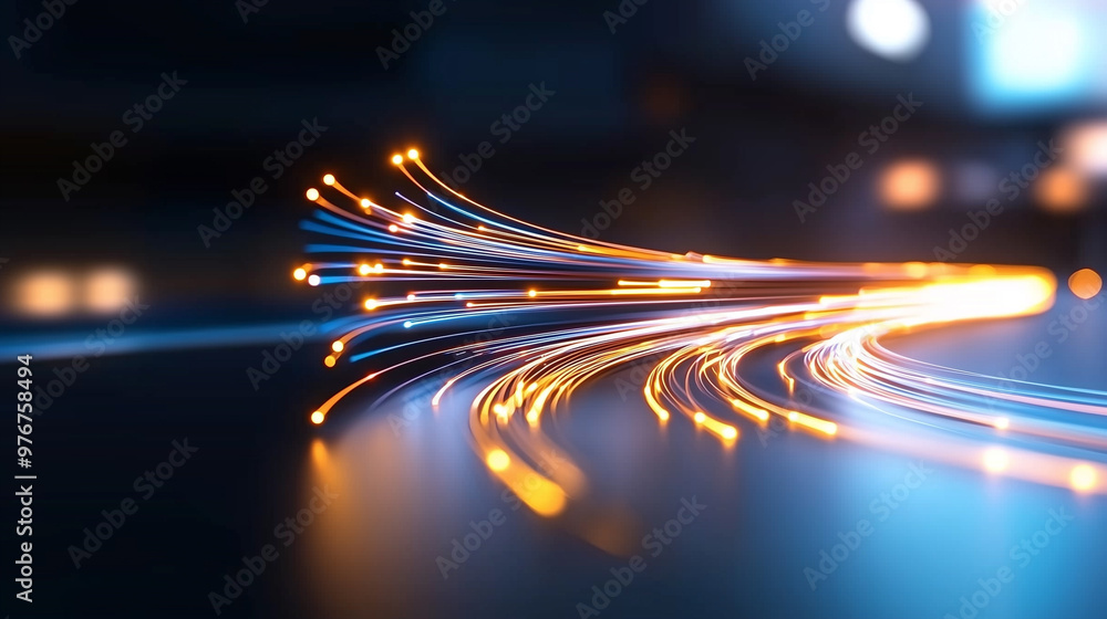 Poster a vibrant display of flowing light trails creates dynamic sense of movement and energy, showcasing b
