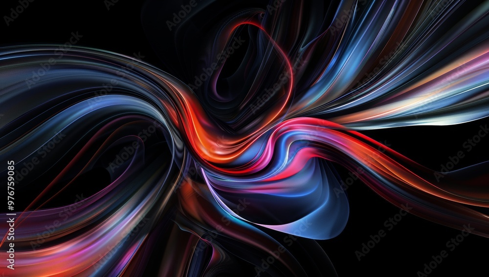 Poster abstract background. windows wallpaper, dark background with colorful abstract lines of color flowin