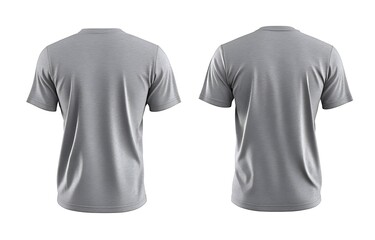Gray T-shirts front and back view, used as design template isolated on white background, t shirt mockup. Generative Ai