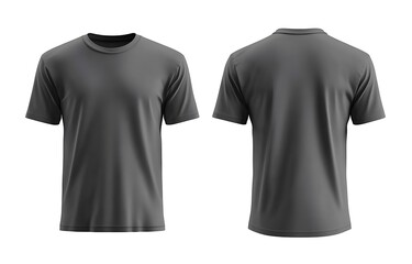Gray T-shirts front and back view, used as design template isolated on white background, t shirt mockup. Generative Ai