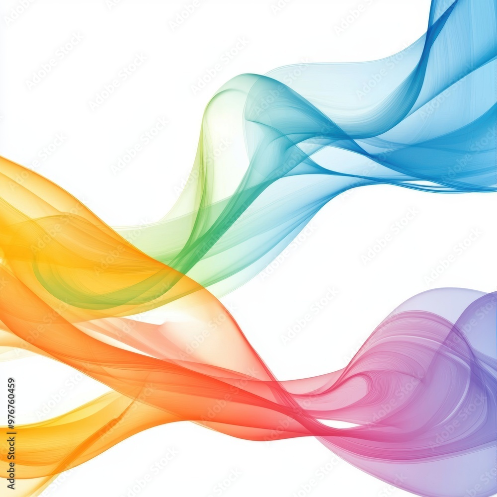 Poster colorful waves of abstract smoke flow gracefully, creating a vibrant and dynamic visual effect on a 