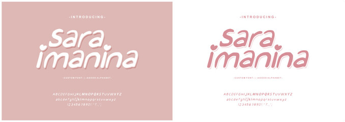 Alphabet Font Sara imanina typeface font script style  lettering stylish Uppercase, Lowercase, and Number. 
Font hand-drawing Vector illustration lettering stylish  