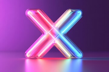 Obraz premium The neon X is lit up in a neon sign