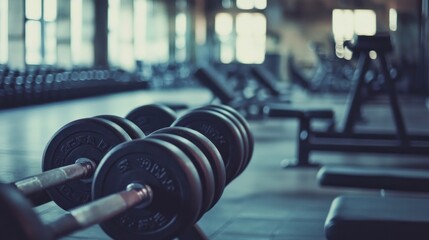 Close Up of Dumbbells in a Modern Gym