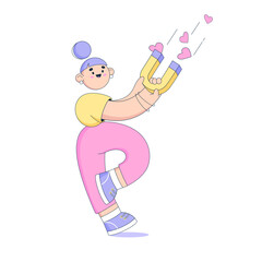 Woman with a big magnet attracts likes
