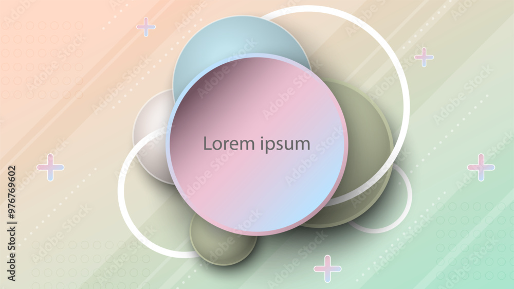 Aufkleber soft pastel geometric circles with gradient layers