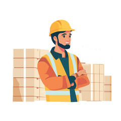 illustration of a person restocking goods in warehouse