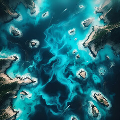 Blue turquoise sea water background. Aerial view