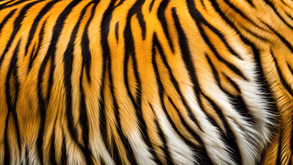 Fototapeta premium Abstract background fluffy texture of tiger skin. Vivid tiger stripe pattern