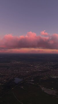 Aerial drone sunset view of Bakhmut city in Ukraine