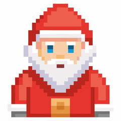 Obraz premium Retro Pixel Art Santa Claus Icon for Christmas and New Year Celebrations