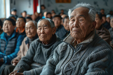 Fototapeta premium Elderly people watching movies