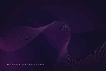 Modern line wave background. Vibrant gradient flowing wave lines purple color. Futuristic technology concept.