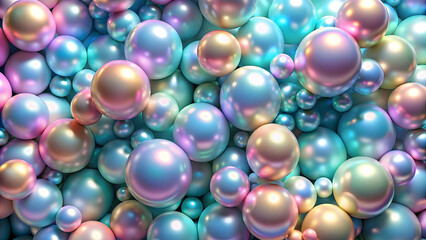 Seamless background of mix sizes iridescent pastel spheres, pastel, iridescent, spheres, seamless, background, mix sizes