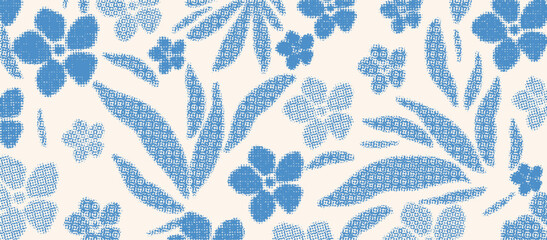 Pixelated nature inspired shapes-doodle collection. Cute botanical shapes, random childish doodle cutouts of tropical leaves, flowers and branches, decorative abstract art vector illustration 