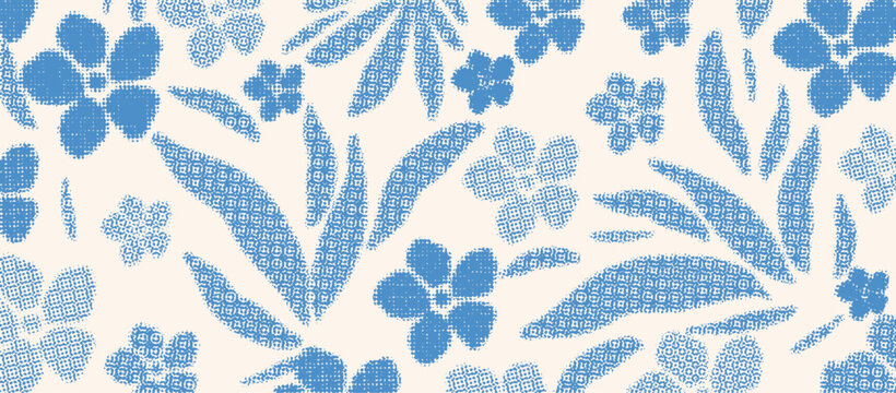 Pixelated nature inspired shapes-doodle collection. Cute botanical shapes, random childish doodle cutouts of tropical leaves, flowers and branches, decorative abstract art vector illustration	