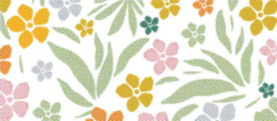 Pixelated nature inspired shapes-doodle collection. Cute botanical shapes, random childish doodle cutouts of tropical leaves, flowers and branches, decorative abstract art vector illustration	