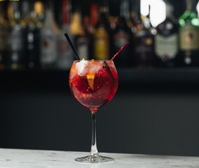 red cocktail in the bar