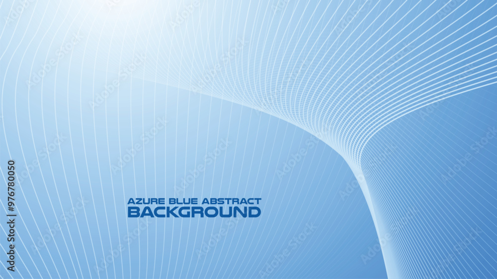 Wall mural azure blue abstract background with curve line for backdrop or presentation