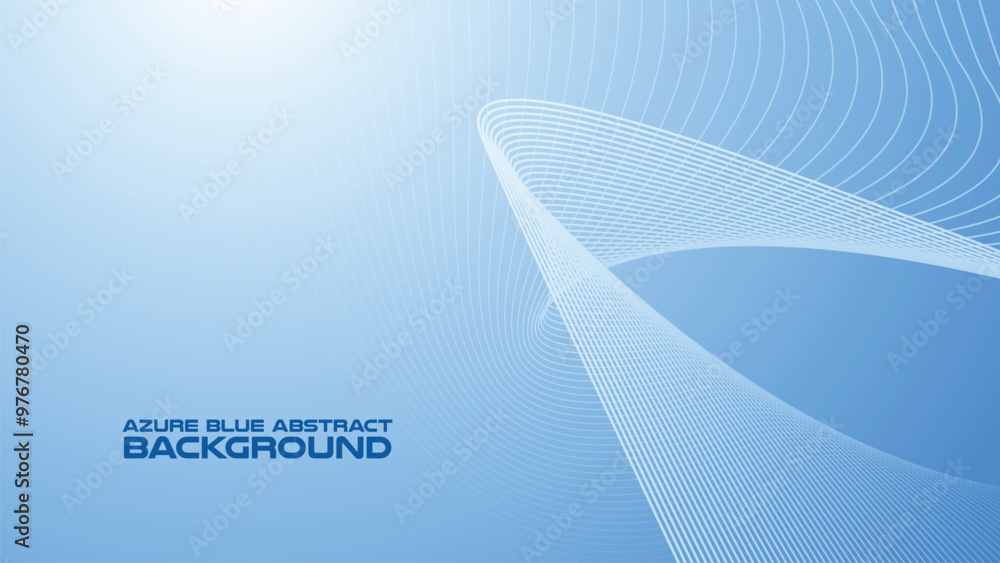 Wall mural azure blue abstract background with curve line for backdrop or presentation