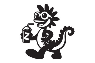 black dragon on white background silhoutte vector and illustration